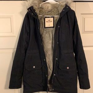 Hollister parka jacket black like NEW XS